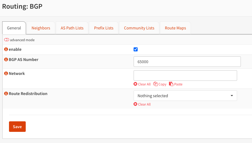 Configuration Routing BGP